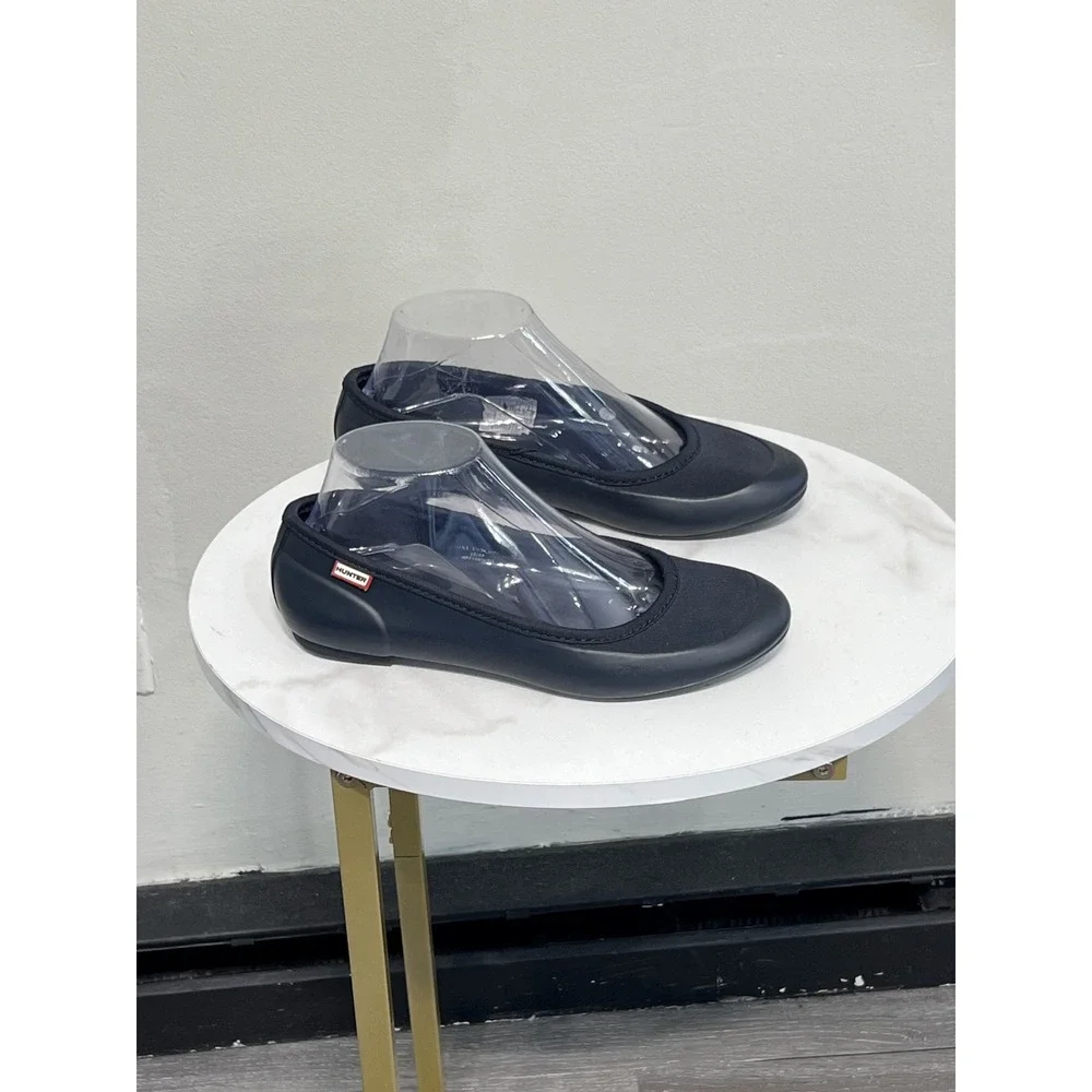 Hunter Navy Blue Waterproof Rubber Rain Ballet Flat Shoes Size 7